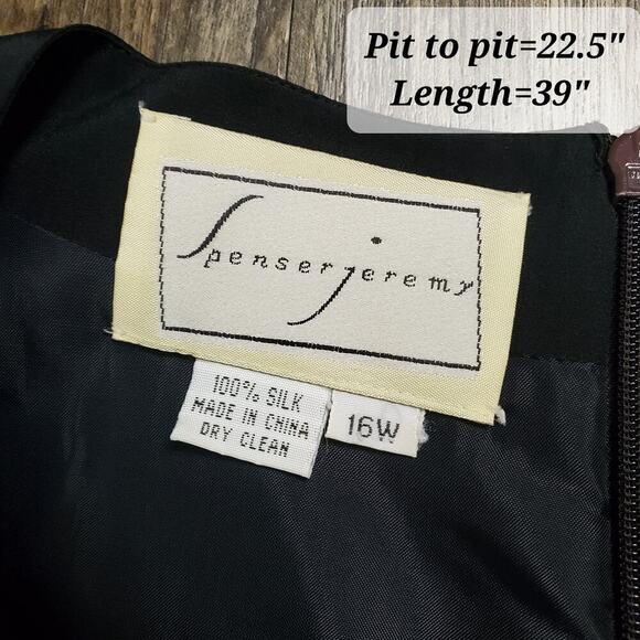 Vintage Spenser Jeremy Silk Black Dress Size 16W Lagenlook Minimalist Staple - Picture 7 of 7